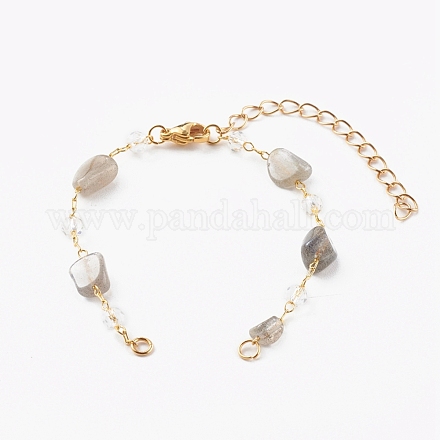 Pépites de labradorite naturelle fabrication de bracelets de perles AJEW-JB00953-04-1