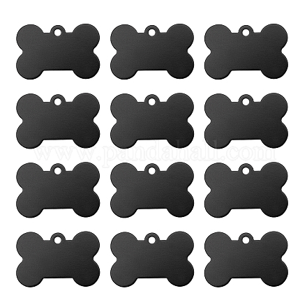 ベネクレアアルミペンダント  ペットタグ  骨の形状  ブラック  25x38x1mm  穴：3mm  30個/箱 ALUM-BC0001-56-1