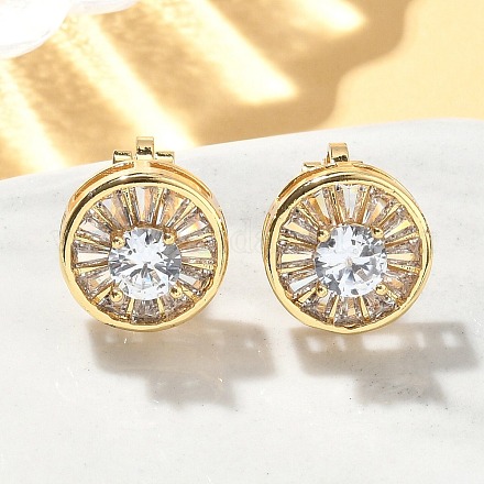 Серьги-клипсы из латунного микро-паве с прозрачными фианитами EJEW-A132-02A-G-1