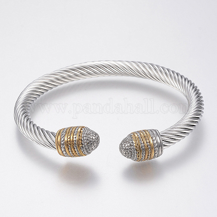 Bracelets manchettes bracelets jonc avec boule en 304 acier inoxydable BJEW-H570-02GP-1