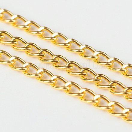 アイアン製ツイストチェーンカーブチェーン  溶接されていない  ゴールドカラー  リンク：3x5mm  厚さ0.8mm X-CHS003Y-G-1
