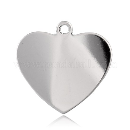 Colgantes de etiqueta en blanco con estampado de corazón de acero inoxidable STAS-J018-01P-1