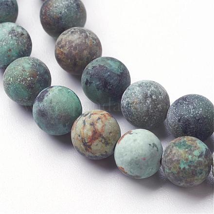 Natürliche afrikanische türkisfarbene (Jaspis) Perlenstränge G-G957-25-6mm-1