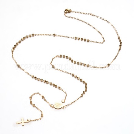 Collares de cuentas de rosario de 304 acero inoxidable NJEW-L353-52-1