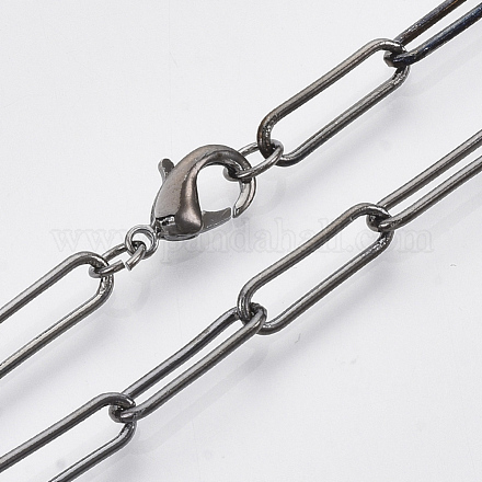 Fabricación de collar de cadena de clip de papel ovalado redondo de latón MAK-S072-05B-B-1