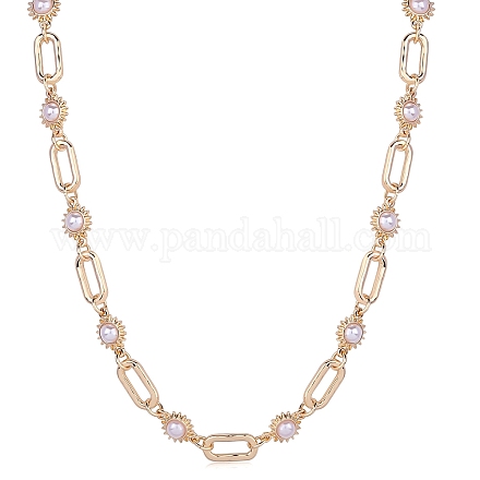 Collares de cadena con eslabones ovalados y sol de perlas de imitación JN1131A-1