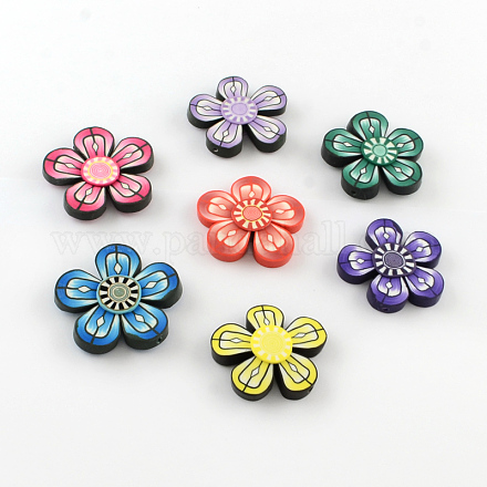 Polymer Clay Flower Beads CLAY-R058-M-1