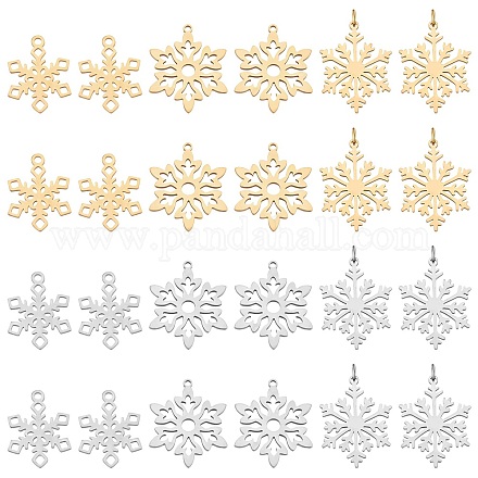 DICOSMETIC 24Pcs 3 Style 201 Stainless Steel Snowflake Pendants STAS-DC0004-17-1