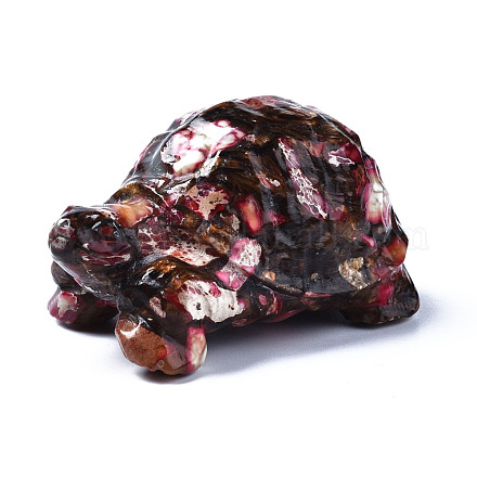 Tartaruga assemblata bronzite naturale e ornamento modello diaspro imperiale sintetico G-N330-39A-01-1