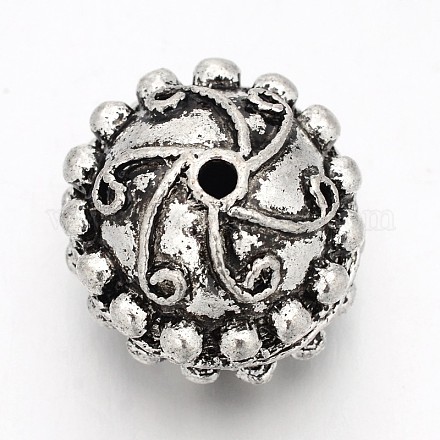 Perles rondes en alliage de style tibétain PALLOY-J659-51AS-1