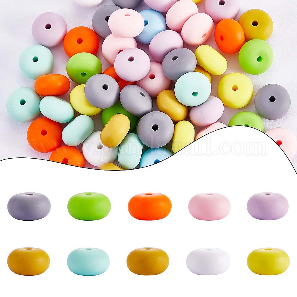 Wholesale 100Pcs Silicone Beads 14mm Silicone Abacus Beads Rubber Beads