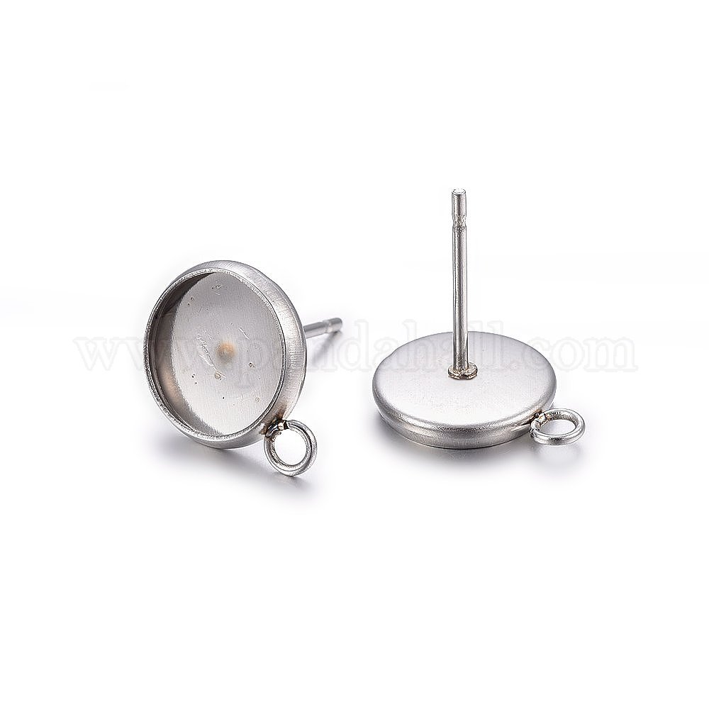 Lot De 50 Tiges De Boucles D'Oreilles Plates Argent 925 + 50 Fermoirs - Fabrication Bijoux