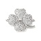 Brass Micro Pave Clear Cubic Zirconia Connector Charms, Clover, Cadmium Free & Lead Free, Long-Lasting Plated, Rack Plating, Platinum, 16.5x20x4.5mm, Hole: 1mm