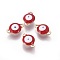 Ion Plating(IP) 304 Stainless Steel Enamel Links connectors, Flat Round with Evil Eye, Golden, FireBrick, 12x8x4mm, Hole: 1.4mm