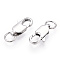 Grade AAA Brass Lobster Claw Clasps, Real Platinum Plated, 12x6x3mm, Hole: 3mm