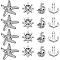 40Pcs 4 Styles Marine Theme Alloy Rhinestone Slide Charms, Mixed Shapes, 12.5~18x9.5~20x4~6.5mm, Hole: 9~10x1.5~2mm, 10pcs/style