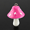 Resin Pendants, Mushroom, Camellia, 34~36x22~26x22~26mm, Hole: 2mm