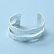 Rack Plating Brass Open Cuff Bangle for Women, Cadmium Free & Lead Free, Silver, 1-1/8 inch(2.9~3cm), Inner Diameter: 2-1/8x2-3/8 inch(5.25x5.9cm)