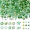 Mixed Styles Glass Beads, Mixed Shapes, Green, 2~9x1.5~9mm, Hole: 0.8~1.6mm