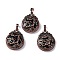 Natural Snowflake Obsidian Pendants, Flat Round Brass Charms, Lead Free & Cadmium Free, 34.5x27x8mm, Hole: 6.5x5mm