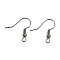 Brass Earring Hooks, Ear Wire, with Horizontal Loop, Nickel Free, Gunmetal, 17~19x16~18x0.6~0.7mm, 21~22 Gauge, Hole: 2mm
