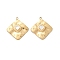 304 Stainless Steel Pendants, with Shell, Rhombus Charms, Real 14K Gold Plated, 24.5x22x4.5mm, Hole: 1.4mm
