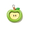 Opaque Resin Pendnats, Apple, with Platinum Iron Loops, Lime Green, 25x21.5x6mm, Hole: 2mm
