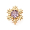Snowflake Brass Pave Purple Cubic Zirconia Mutil-Strand Links, Golden, 12x10x3.5mm, Hole: 1.4mm