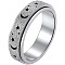 Non-Tarnish 201 Stainless Steel Moon and Star Rotatable Finger Ring, Spinner Fidget Band Anxiety Stress Relief Ring for Women, Stainless Steel Color, US Size 8(18.1mm)
