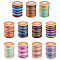 Segment Dyed Polyester Thread, Braided Cord, Mixed Color, 0.7mm, about 7m/roll, 11 colors, 1roll/color, 11rolls/set