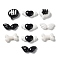 Opaque Resin Cabochons, Heart & Wing & Bowknot, Mixed Shapes, Black, White, 12.5~18x8~12.5x4~6.5mm