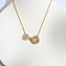Heart Initial Brass Micro Pave Clear Cubic Zirconia Pendant Necklaces, Golden, Letter U, 16.14 inch(41cm)