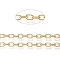 1M Brass Cable Chains, Textured, with Spool, Long-Lasting Plated, Soldered, Real 18K Gold Plated, 8x5.5x1.5mm, 3.28 Feet