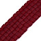 Transparent Frosted Glass Beads Strands, Cube, Faceted, Dark Red, 4~4.5x4~4.5x4~4.5mm, Hole: 1~1.2mm, about 97~98pcs/strand, 16.14~16.54 inch(41~42cm)