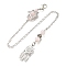 Round Natural Rose Quartz Dowsing Pendulums, with Rack Plating Brass and Alloy Findings, Woven Net/Web with Feather & Star of David, 248mm
