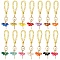 14Pcs 14 Colors Ballerina Girl Alloy Rhinestone & Resin Cup Charms, with Iron Chain & Alloy Lobster Claw Clasps, Mixed Color, 130mm, 1pc/color