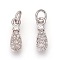Brass Pendants, with Micro Pave Cubic Zirconia, teardrop, Clear, Platinum, 12x4x3mm, Hole: 3.5mm