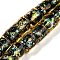 Handmade Dichroic Foil Glass Beads Strands, Barrel, Orange, 9x9mm, Hole: 2mm, about 35pcs/strand, 12.80''(32.5cm)