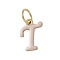 304 Stainless Steel Enamel Charms, with Jump Ring, Ion Plating(IP), Golden, Letter T, 12x9x1mm, jump ring: 6x0.8mm, 4.5mm inner diameter