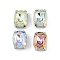 Brass Glass Rhinestone Sew on Rhinestones, Rectangle, Faceted, Mixed Color, Platinum, 11x8x6mm, Hole: 0.8mm
