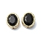 Rack Plating Alloy Beads, with Glass, Oval, Golden, Black, 13.5x11.5x8mm, Hole: 1.6mm