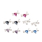 Heart with Arrow Platinum Brass Stud Earrings, with Clear Cubic Zirconia, Long-Lasting Plated, Lead Free & Cadmium Free, Mixed Color, 6x13mm