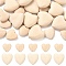 30Pcs 2 Styles Chinese Cherry Wood Beads, Flat, Heart, BurlyWood, 20~30x20~30mm, Hole: 2mm