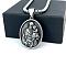 Ancient Greek Mythology Stainless Steel Oval with Saint Men's Pendant Necklaces, Stainless Steel Color