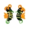 Handmade Lampwork Pendants, Sea Horse Charms, Orange, 41x24.5x11mm, Hole: 3x1.5mm