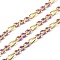 Brass Figaro Chains, with Enamel, Lead Free & Cadmium Free, Long-Lasting Plated, Rack Plating, Soldered, with Spool, Real 18K Gold Plated, Dark Violet, 3mm