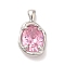 Platinum Brass Micro Pave Cubic Zirconia Pendants, Oval, Flamingo, 18.5x10.5x5mm, Hole: 3x1.5mm