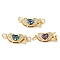 Brass Micro Pave Clear Cubic Zirconia Box Clasps, with Sythetic Opal, Long-Lasting Plated, Lead Free & Cadmium Free, with Jump Ring, Real 18K Gold Plated, Heart, Mixed Color, 9x20x5mm, Hole: 3mm