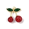 Brass Micro Pave Cubic Zirconia Pendants, Cherry, with Clay & Glass, Lead Free & Cadmium Free, Long-Lasting Plated, Rack Plating, Red, 23.5x23x10.5mm