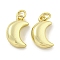 Brass Charms, with Jump Rings, Cadmium Free & Lead Free, Long-Lasting Plated, Moon, Real 18K Gold Plated, 14.5x9.5x5mm, Hole: 3mm